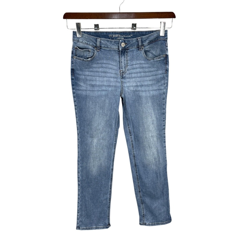Maurices Jeans Women Mid Rise Stretch Skinny Denim Preppy Size 14 Short Blue See